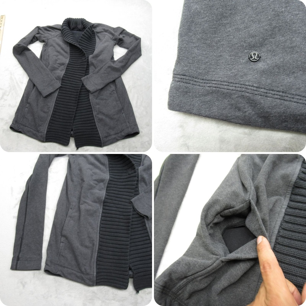 Lululemon Cardigan Sweater Women 6? Open Front Bliss Break Wrap Jacket Rib Read‎